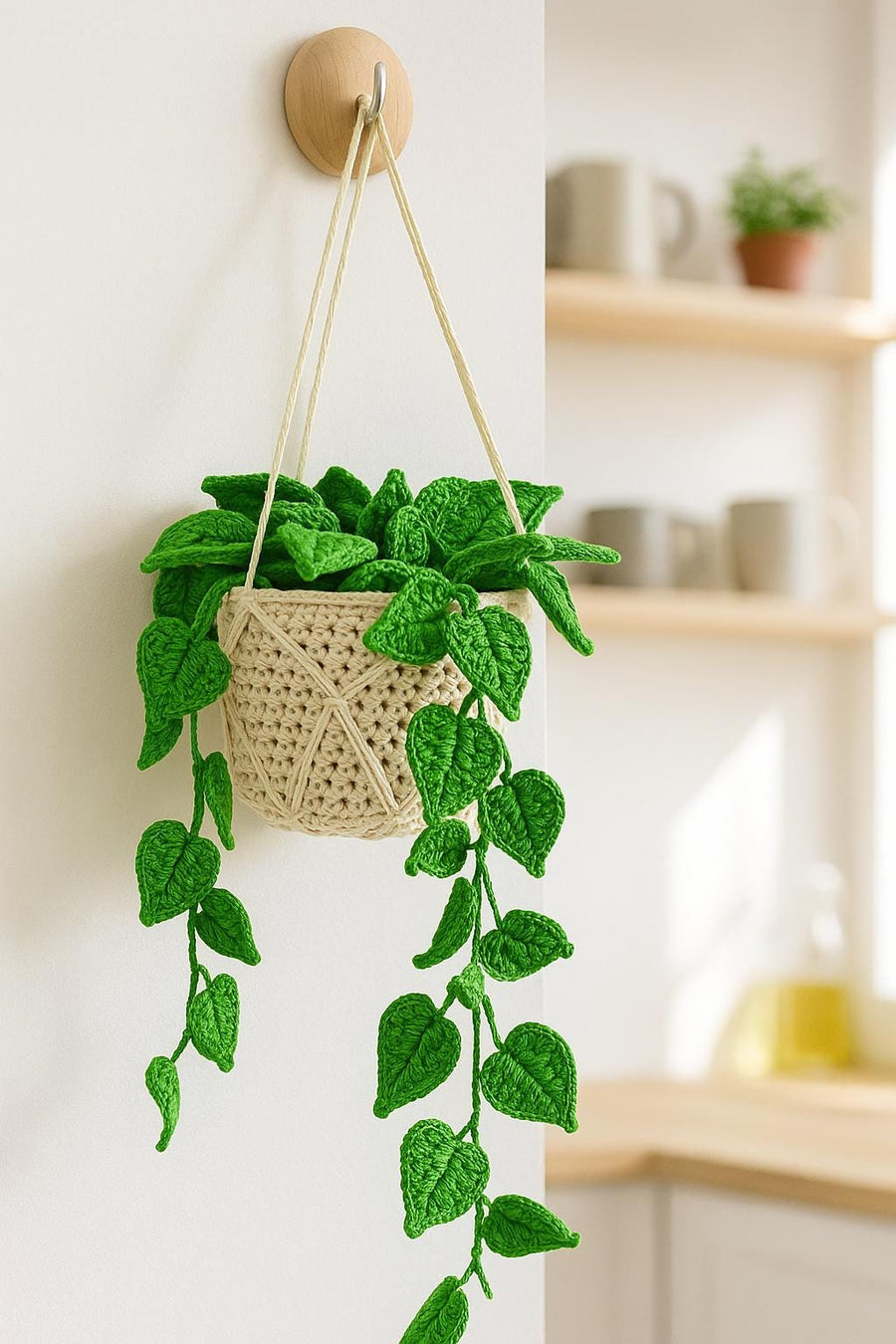 Suspension plante au crochet avec panier macrame - image 1