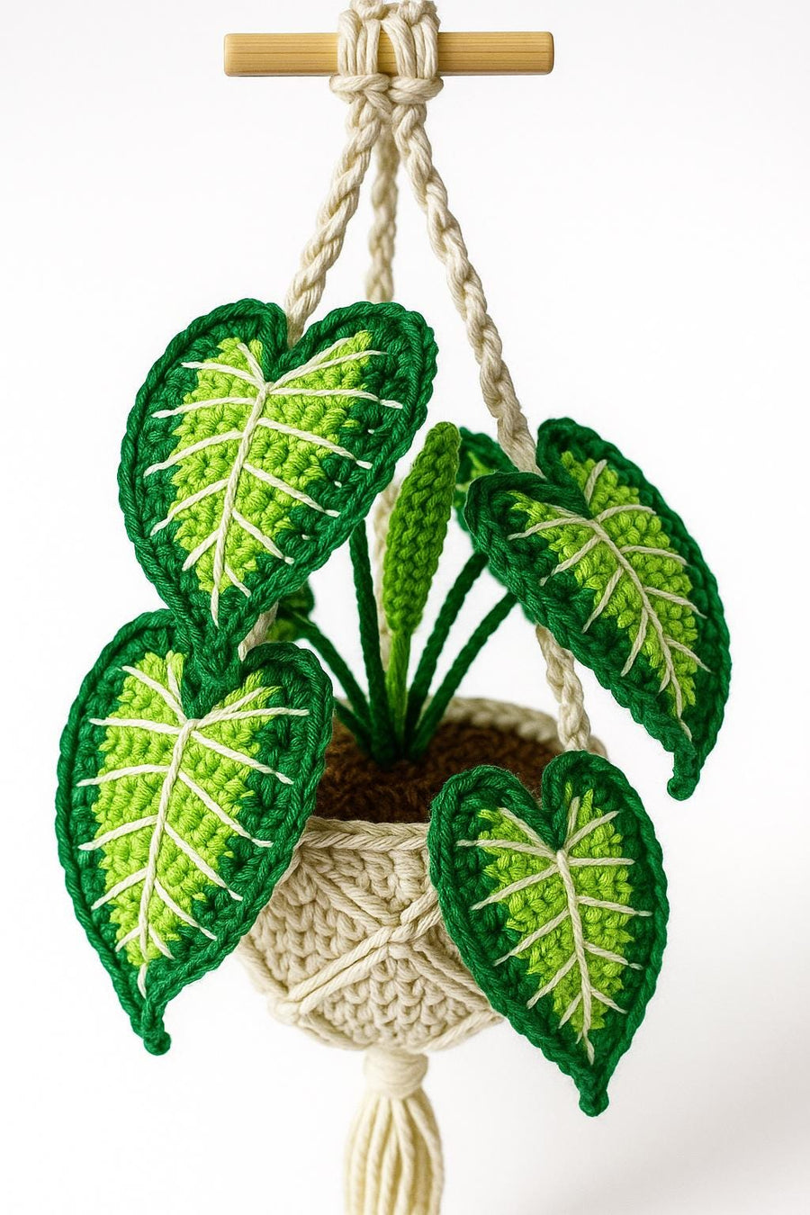Suspension tropicale au crochet avec panier macrame - image 1