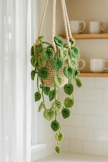 Suspension pothos au crochet avec panier macrame - image 1