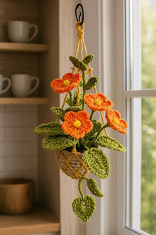 Suspension fleurie au crochet avec panier macrame - image 3