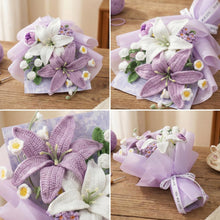 Bouquet de lys violet et blanc au crochet - image 4