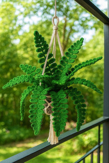 Suspension fougere au crochet avec panier macrame - image 5