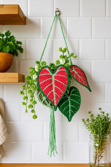 Suspension tropicale au crochet avec panier macrame - image 5