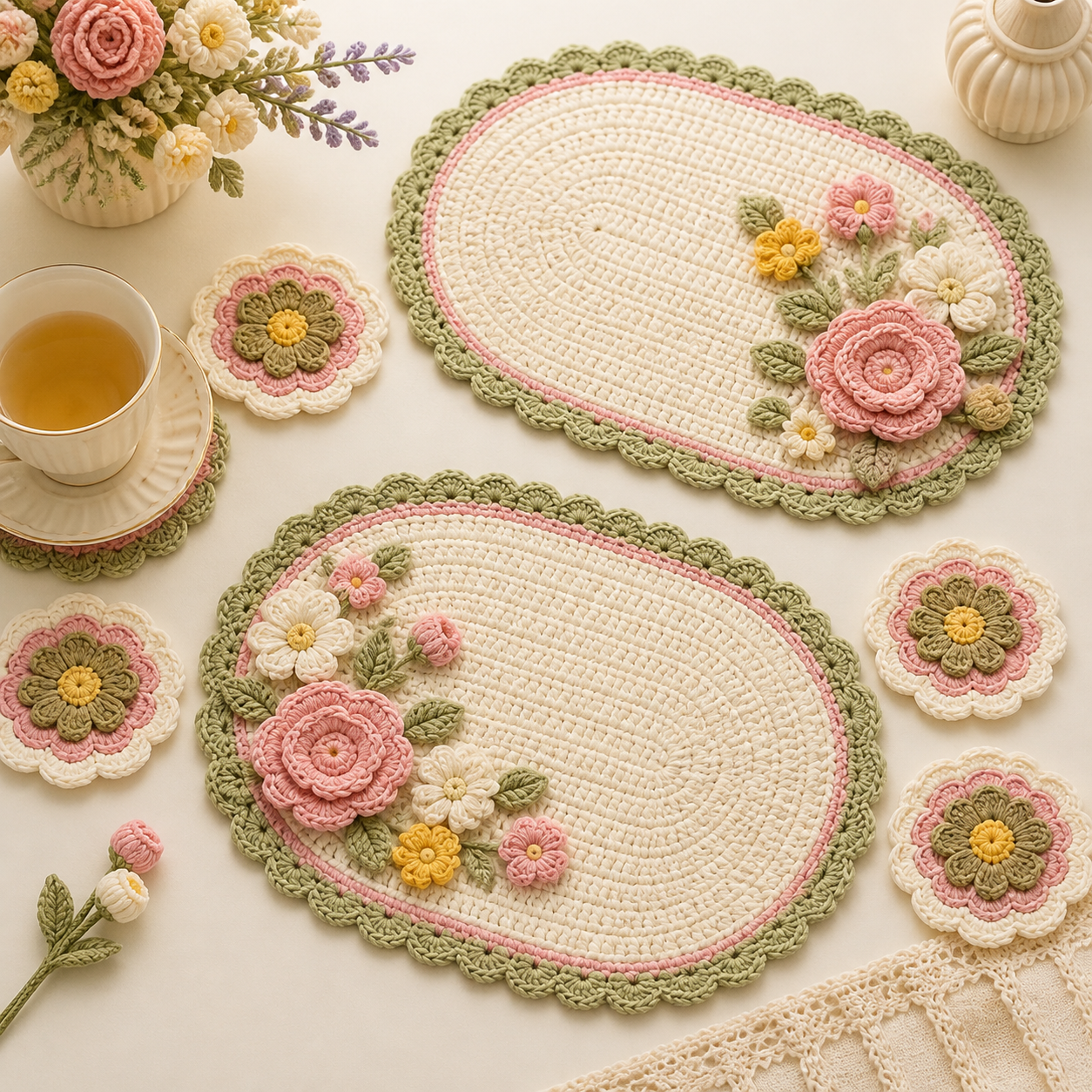 Sous-verres et sets de table floraux